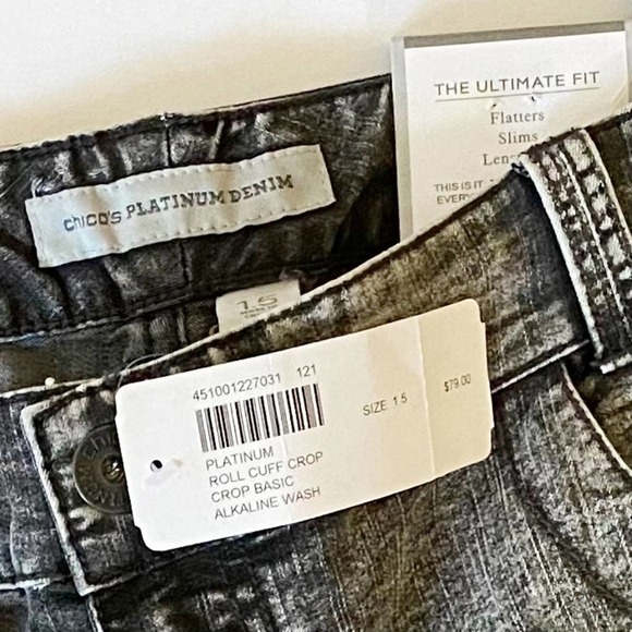 Chico’s Ultimate‎ Fit Platinum Denim Alkaline Wash Crop size 1.5 Women’s sz 10 - Picture 5 of 7